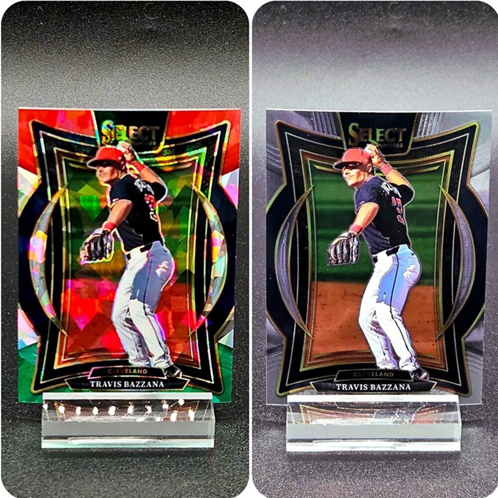 Travis Bazzana Select Red White Green Cracked Ice RC Cleveland Guardians Rookie